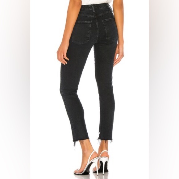 AGOLDE Feral Black Toni Mid Rise Raw Hem Straight Jeans - Size 26 - Picture 3 of 7